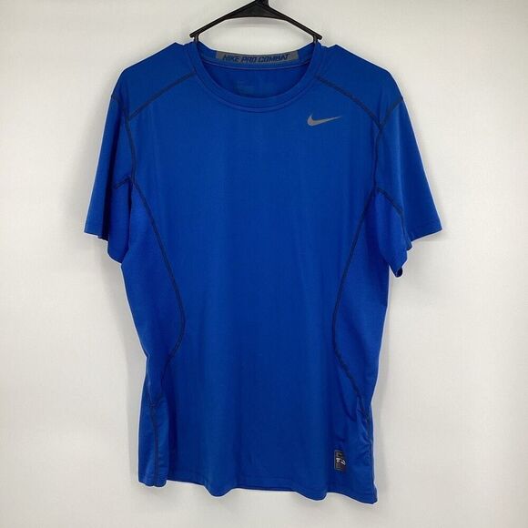 Men's Nike Pro Combat Fitted Performance Tee Shirt - Medium royal blue - Picture 1 of 7